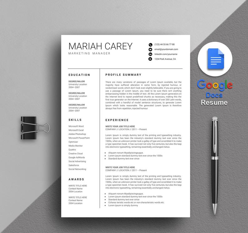 carey manager google doc resume template