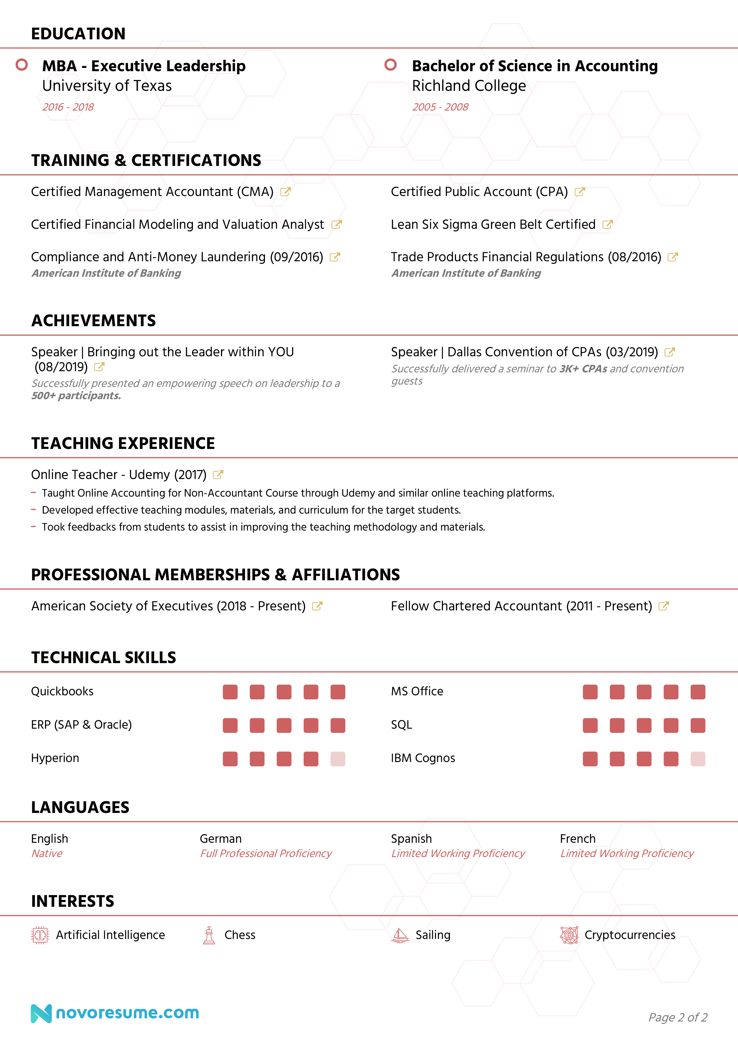 accountant resume page 2