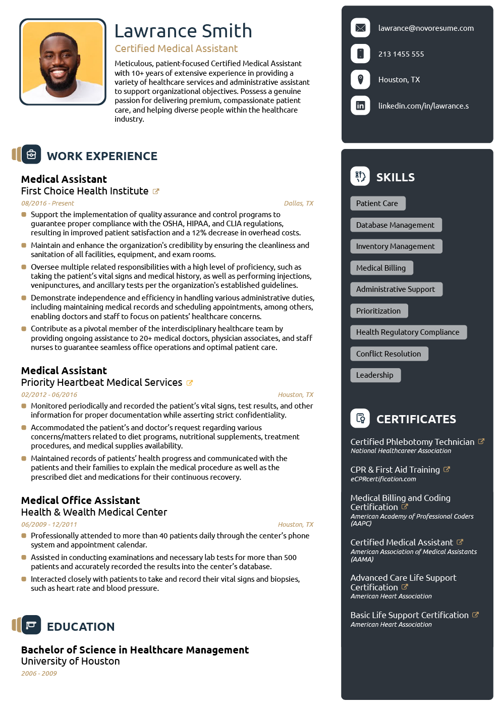 Certified Medical Assistant Resume Example