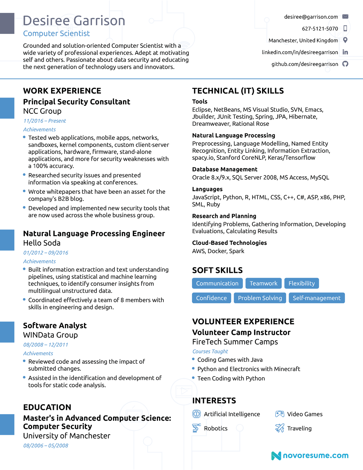 Computer Science Chronological Resume