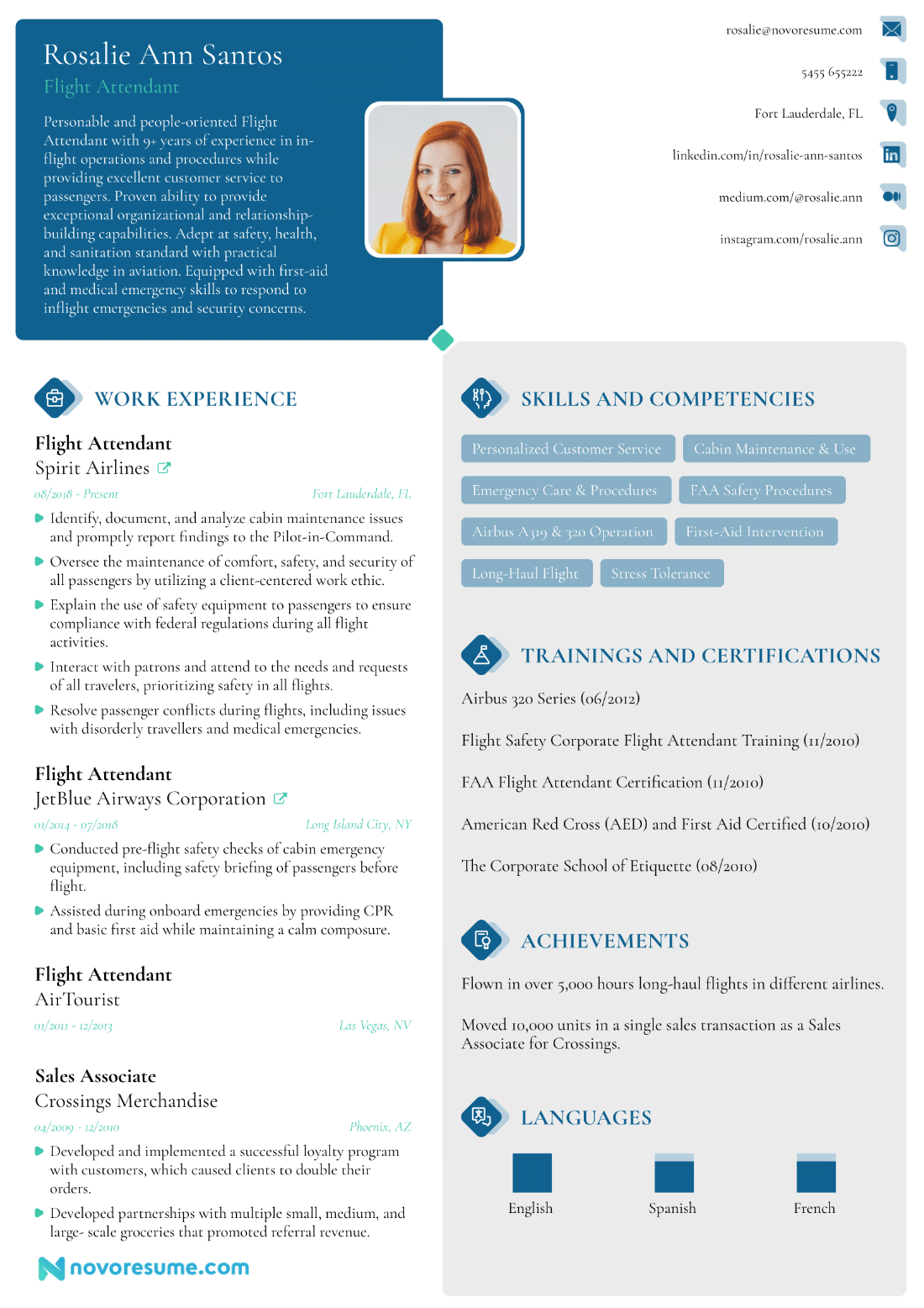 flight attendant resume