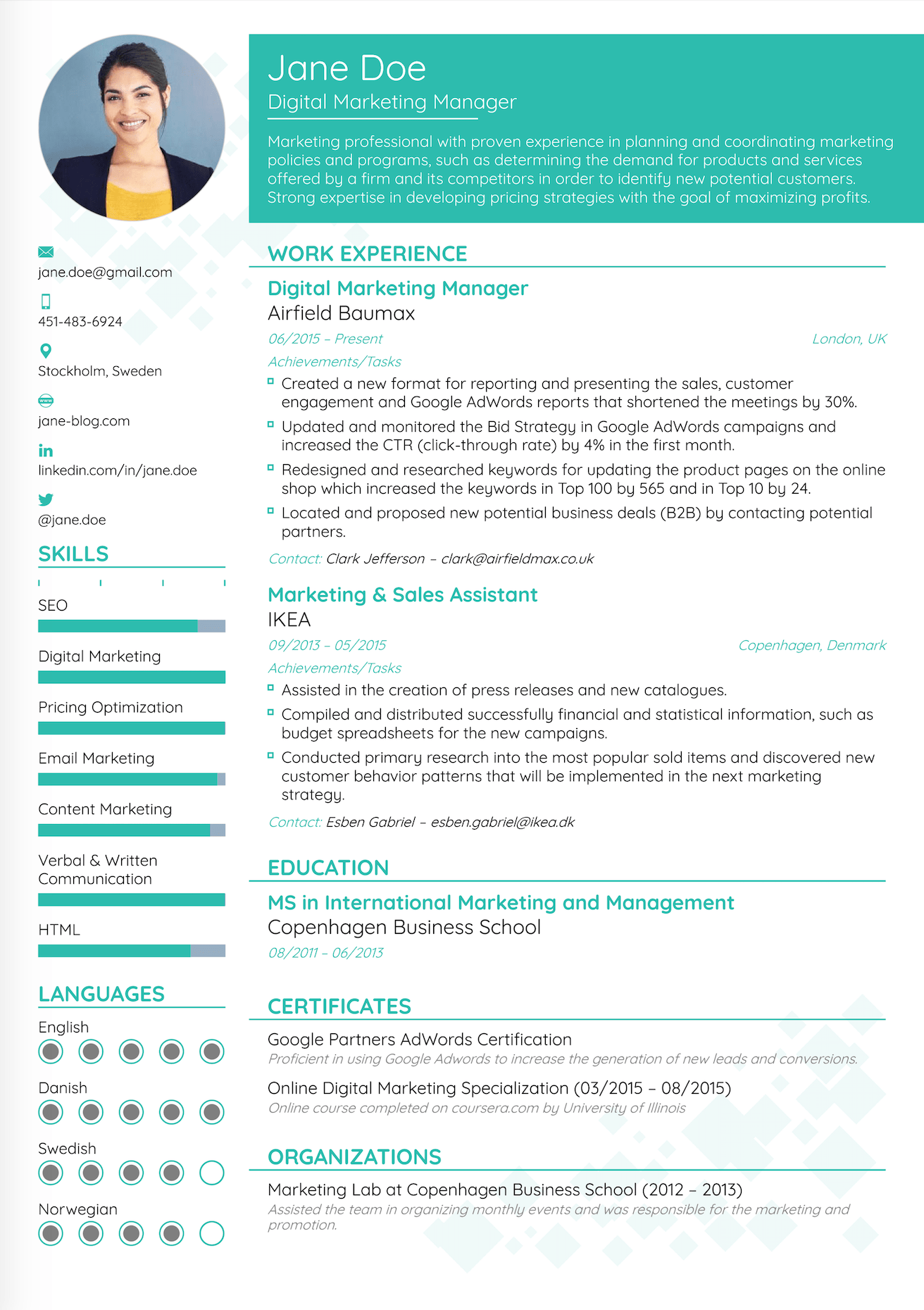 functional resume layout