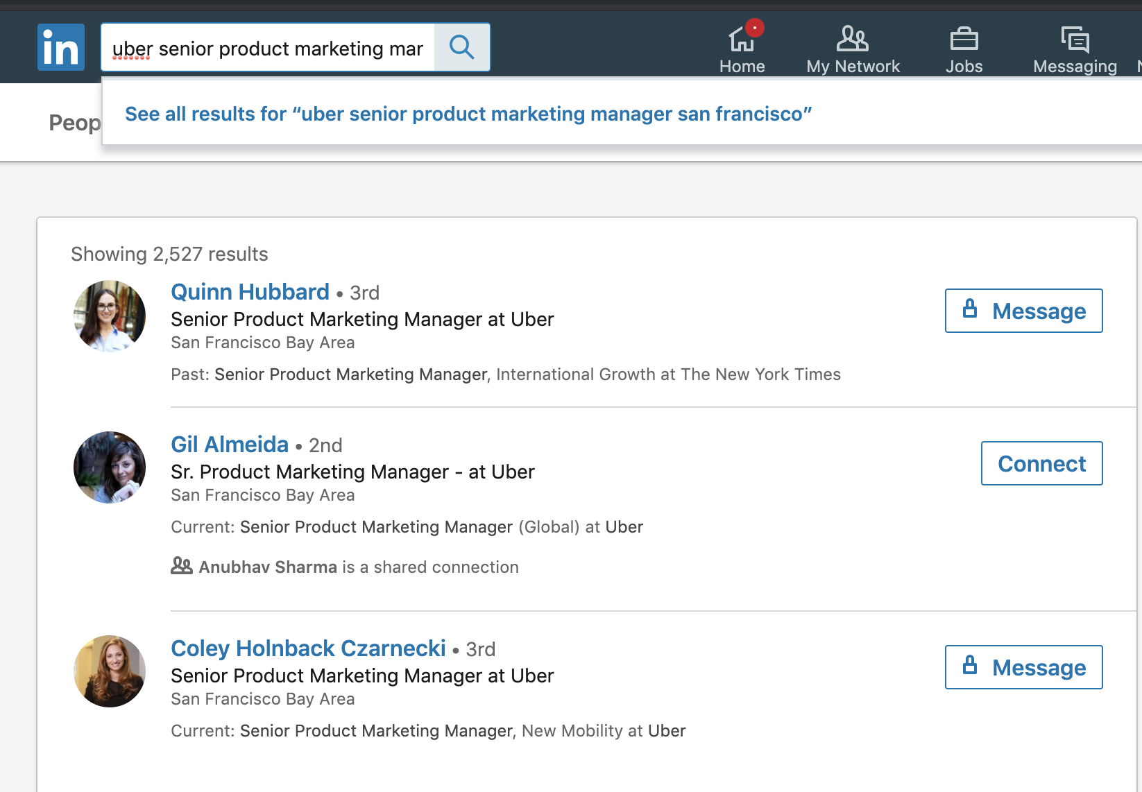 linkedin search example