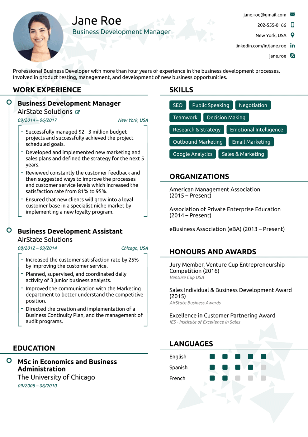 modern resume template for high school