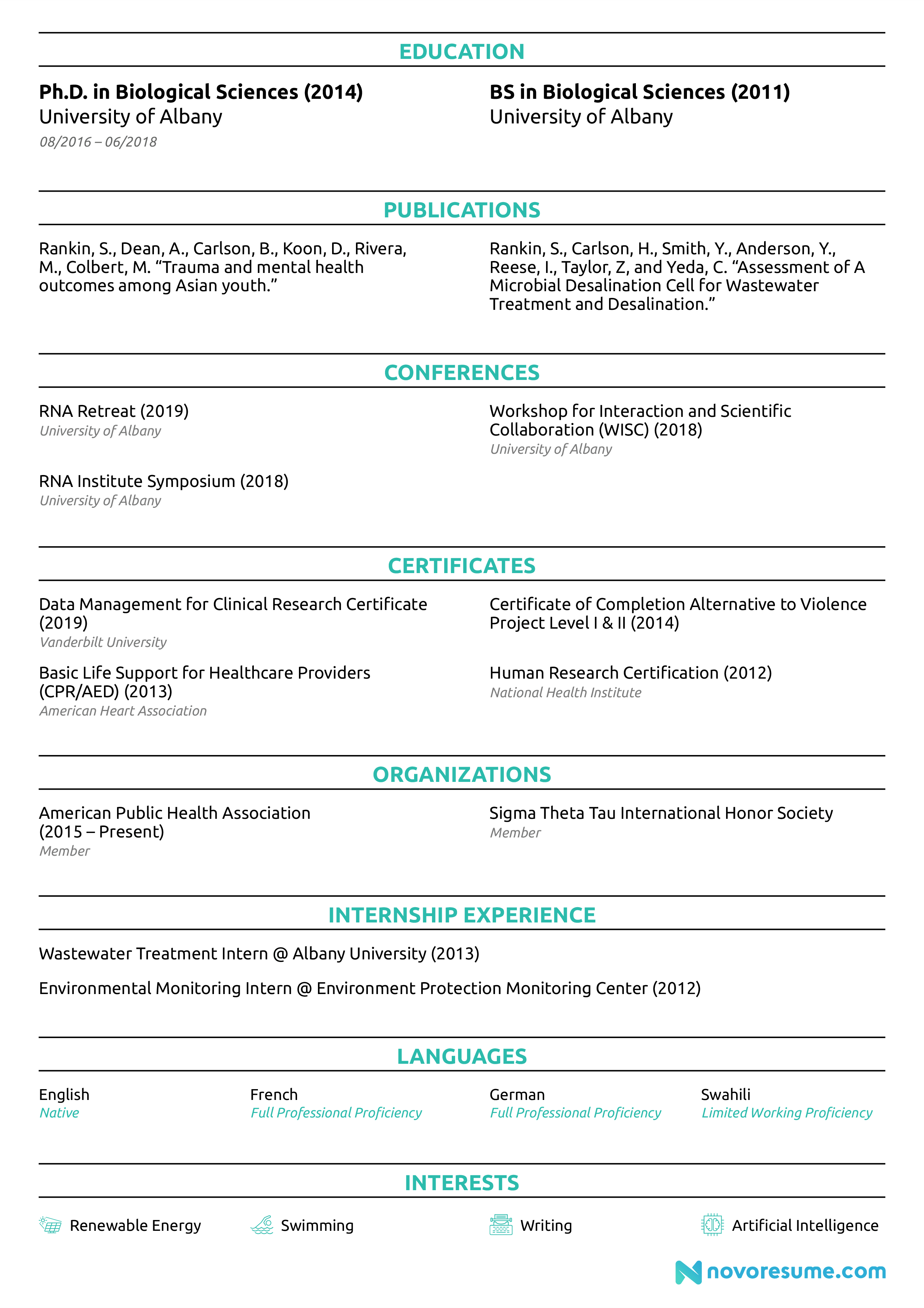 Research Assistant resume example page 2