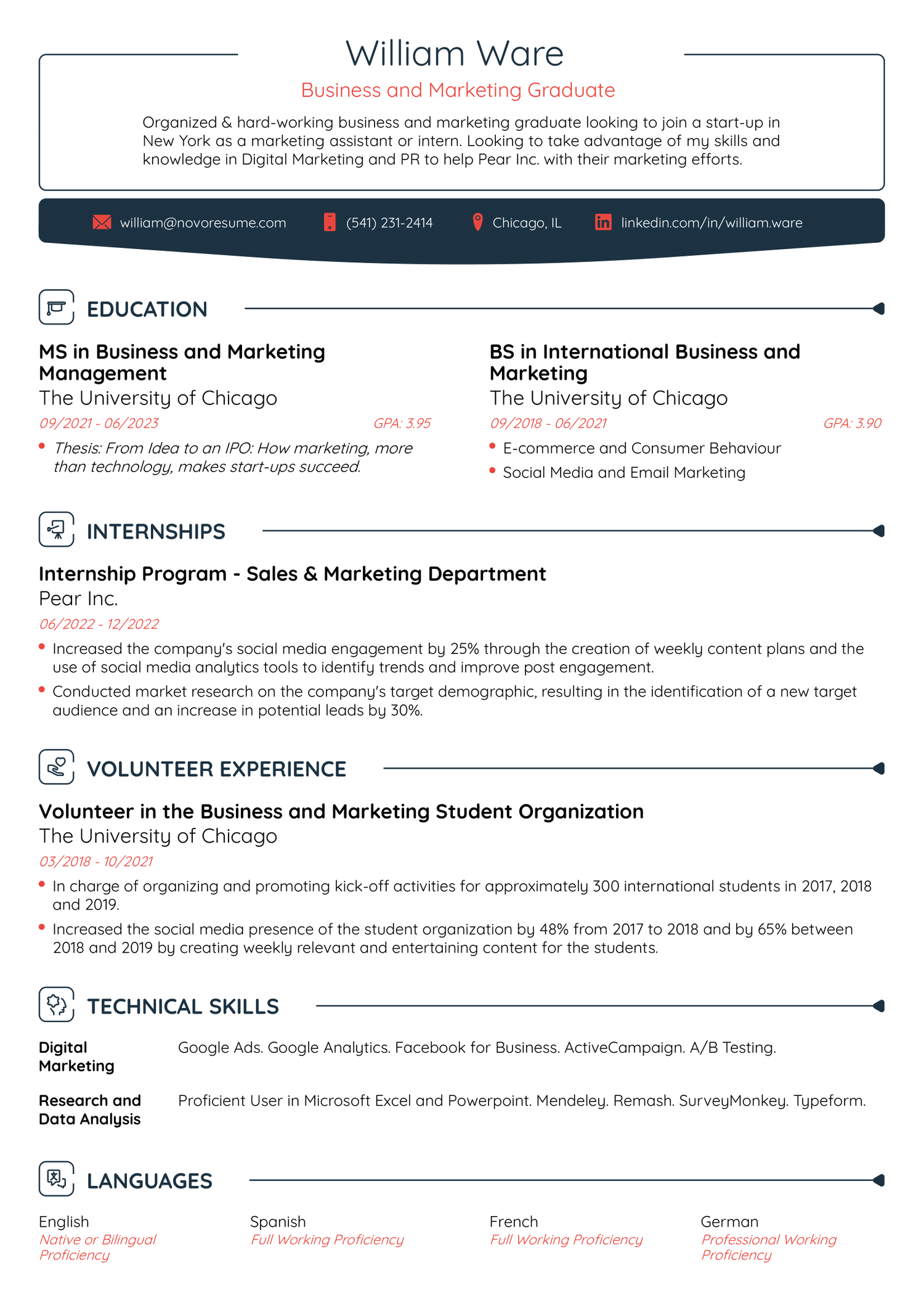 Traditional Student Resume Template