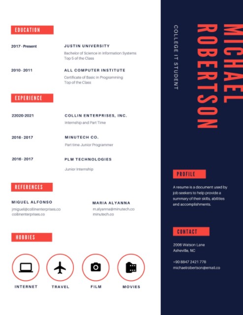 Vertical Header Resume Template