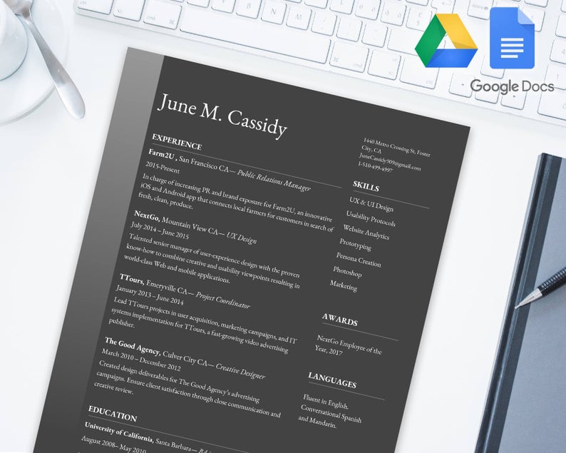 Web Design Google Docs Resume Template