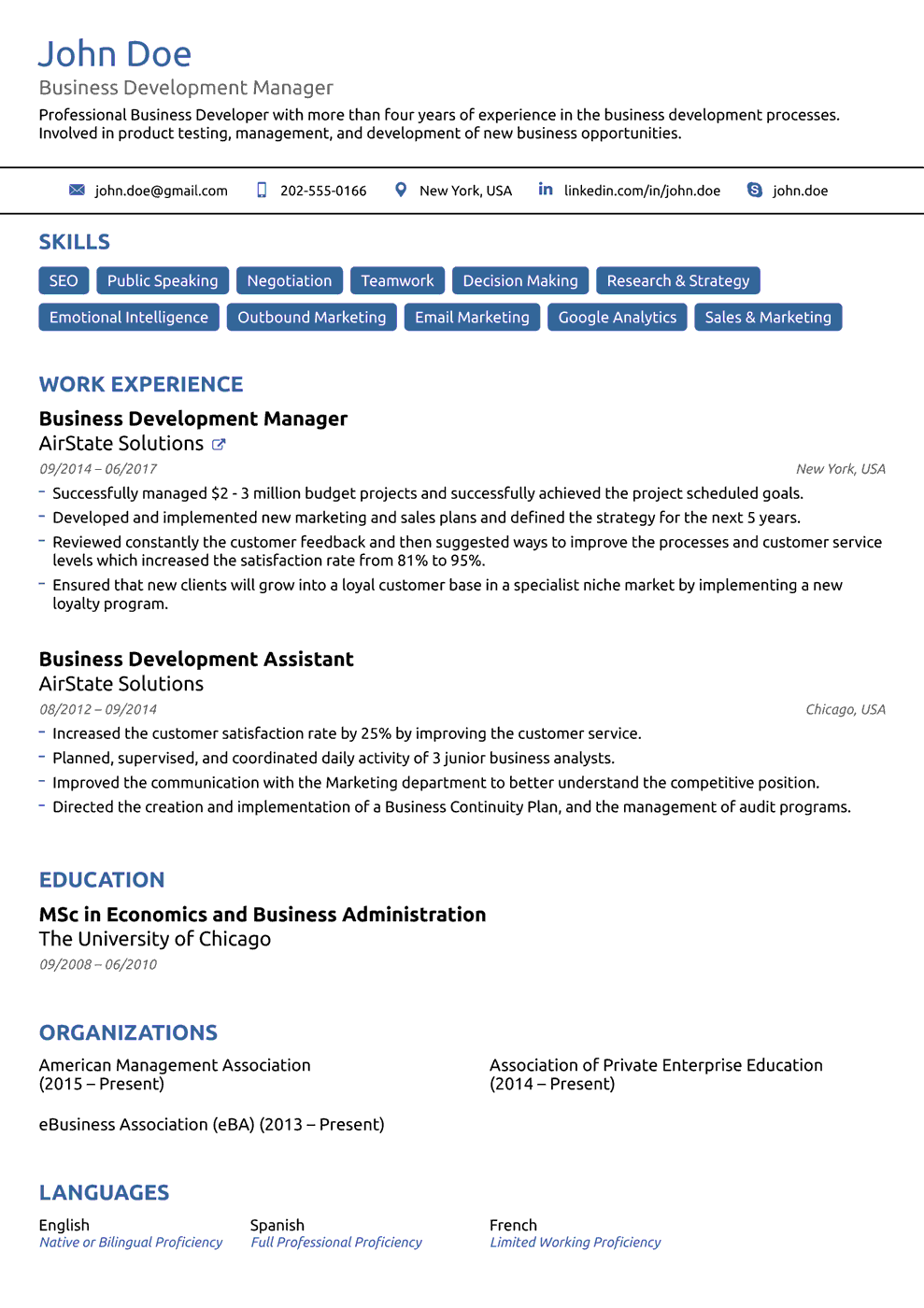 basic resume format