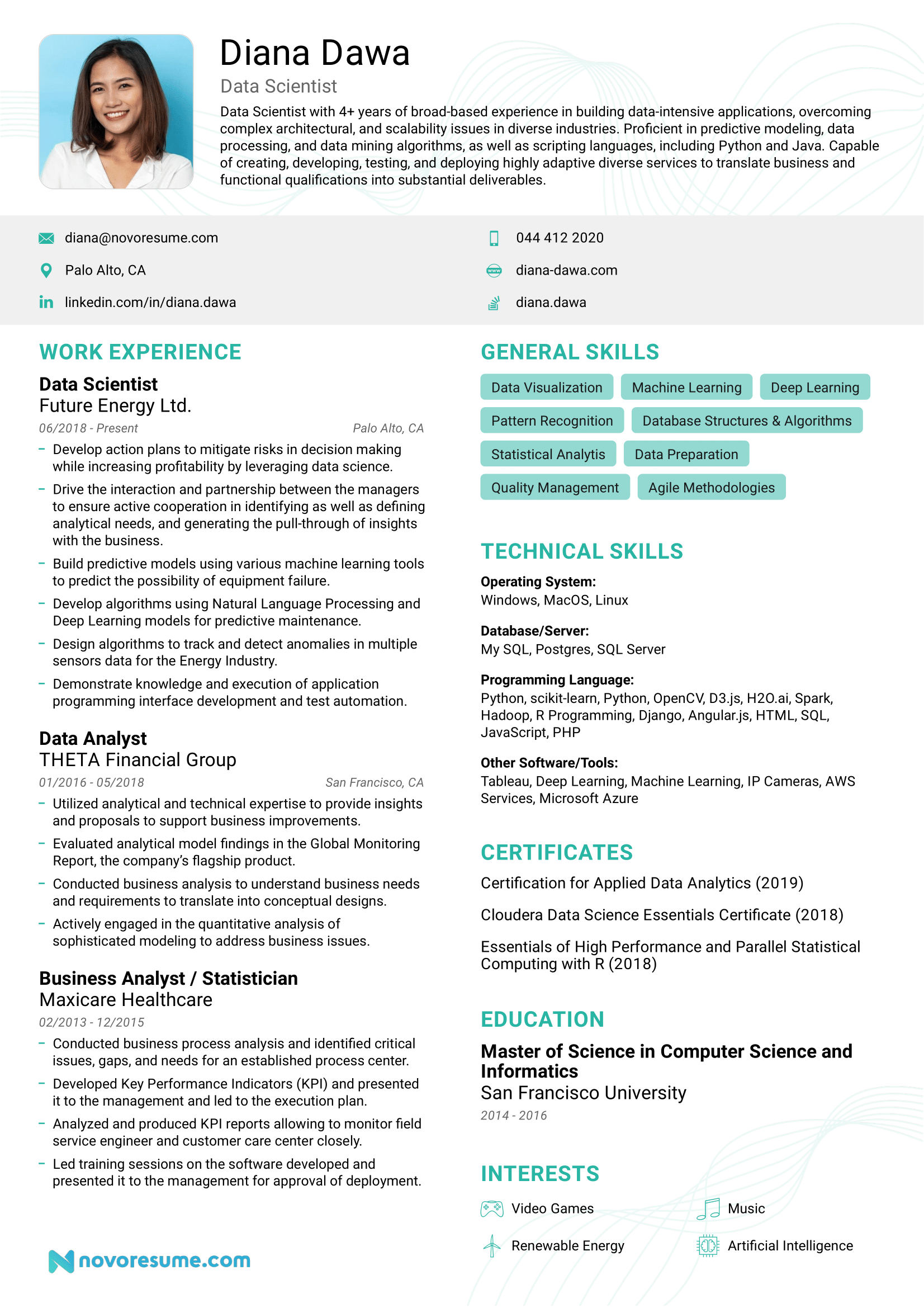 data scientist resume example