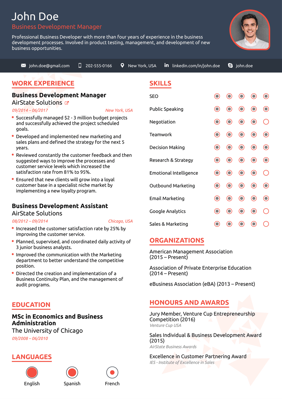 one page creative resume template