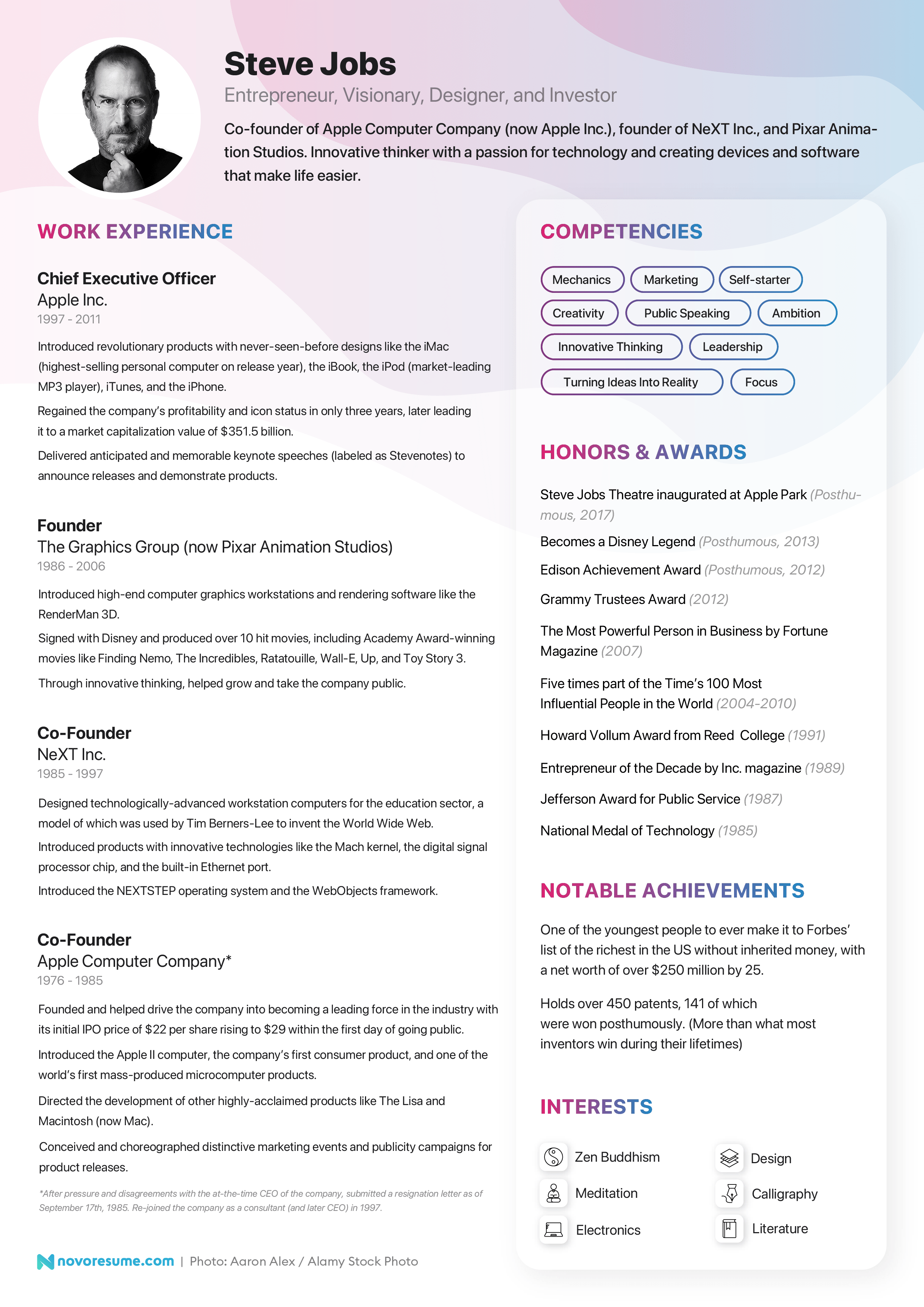 steve jobs resume