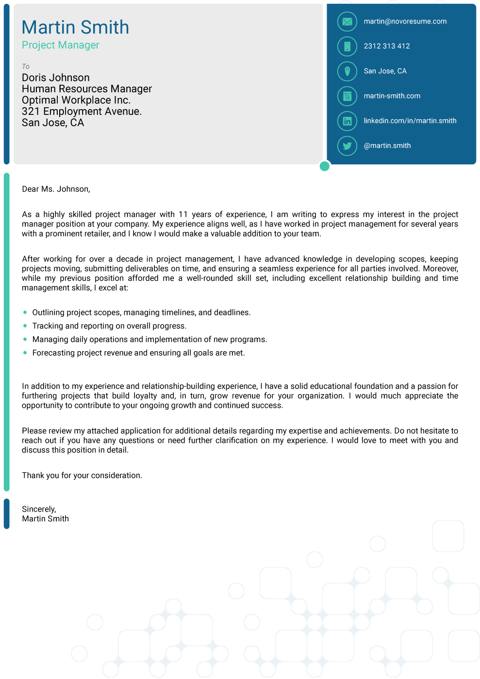 Tech Cover Letter Template